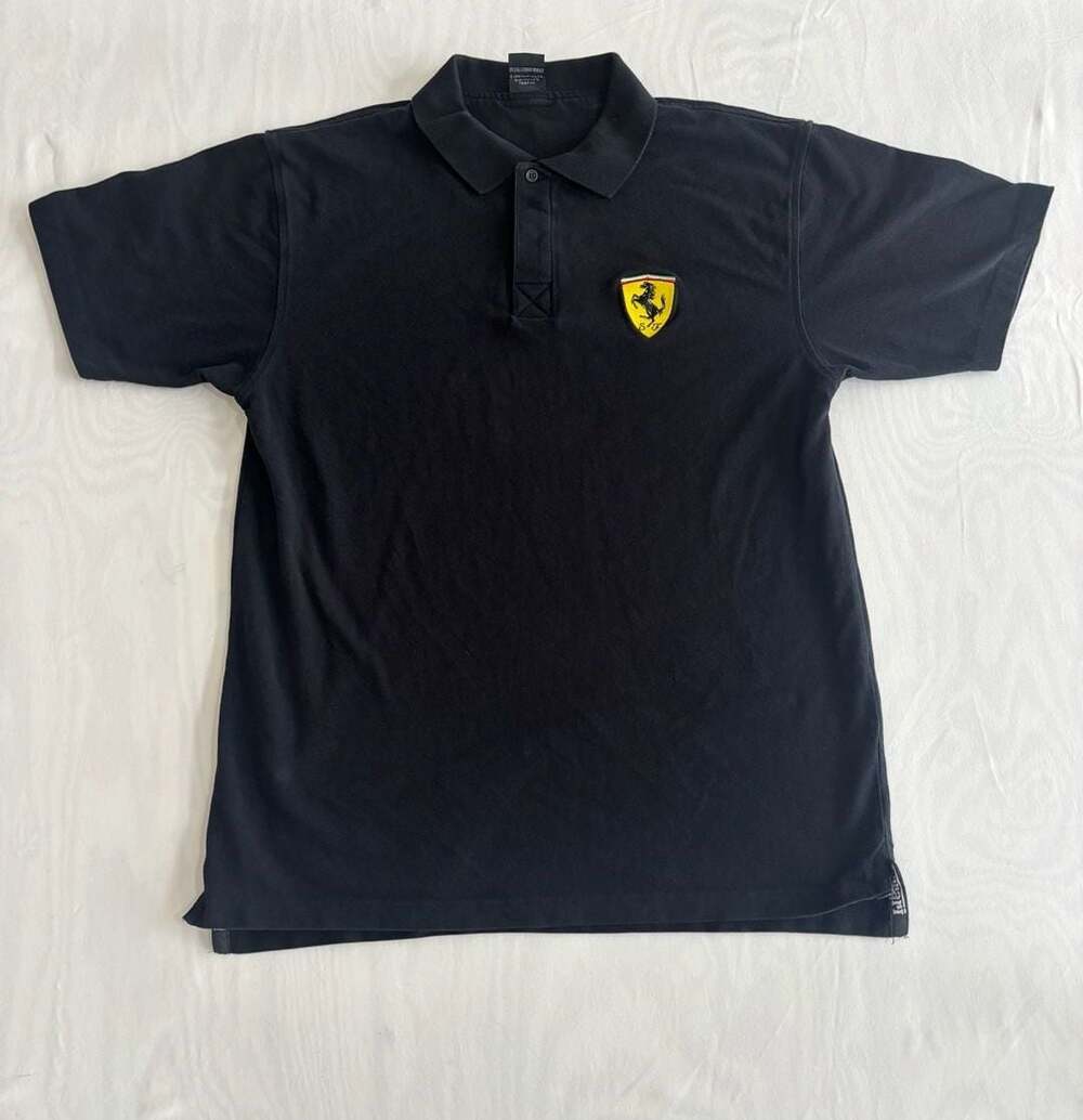 Vintage 1999 Ferrari Official Licensed Product Black Polo Shirt Size XL